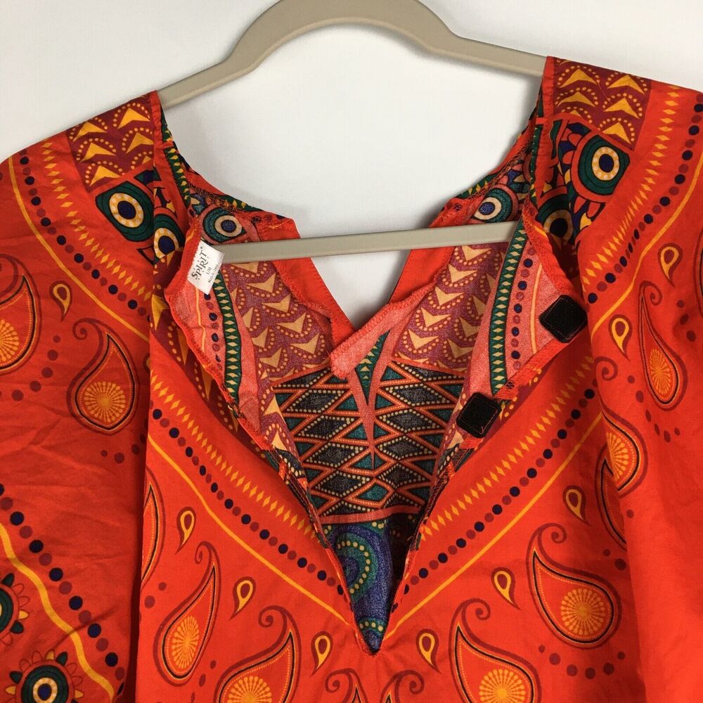 SPIRIT HALLOWEEN Dashiki Tribal Caftan SHIRT HIPPIE ETHNIC ORANGE Men Sz L/XL - Picture 11 of 16
